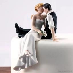 Estatueta de resina para decoração do bolo de casamento, enfeites engraçados, noiva e noivo, estatuetas stand, casamento suprimentos, romântico - Image 3