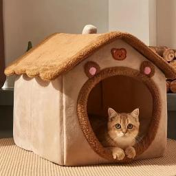 Casa de estimação dobrável para cães extra pequenos, casa lavável do gato, caverna do filhote, sofá-cama, cama removível - Image 5