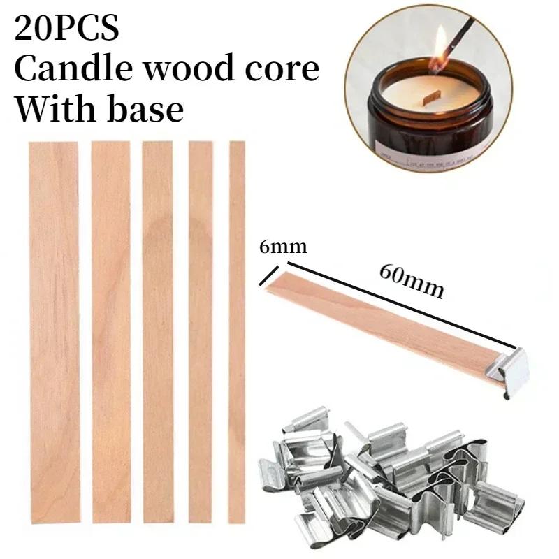 Pavio De Vela De Madeira Com Clipes De Metal, DIY Handmade Candle Making, Suprimentos De Núcleo De Madeira Sem Fumaça, Cera De Soja, 20Pcs - Image 1