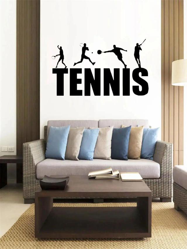Adesivo de Parede de Jogador de Tênis - Decalque Vinílico Removível para Decoração de Ginásio - Mural com Novo Design AY1141