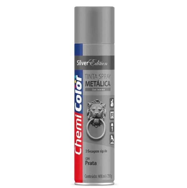 Tinta Spray Metálico Prata 400ml - Ideal para Personalizações e Acabamentos Profissionais