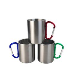 Logotipo personalizado Caneca de aço inoxidável, xícara de chá, sublimação, impressão em branco, botão de escalada, mosquetão, personalizado Cozinha Drink Cup, 300ml - Image 1
