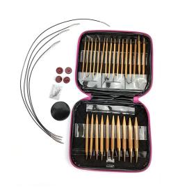 Agulhas de tricô circular crochê gancho conjunto de tricô de bambu caso intercambiável artesanato kits de costura agulha tecido diy ferramentas 13 pares - Image 2