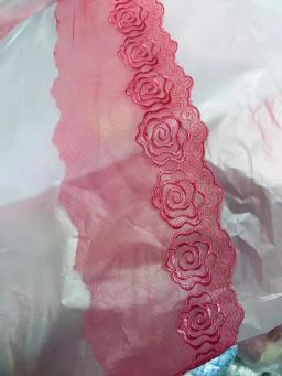 Bordado Floral Tule Guarnição Do Laço, Artesanato DIY, Vermelho Melancia Malha Vermelha, 3 Jardas, 12cm de Largura, Frete Grátis - Image 3