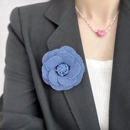 Broches de flor rosa de tecido artesanal para mulheres moda camélia lapela alfinetes corsage joias vintage crachá acessórios presentes - Image 2