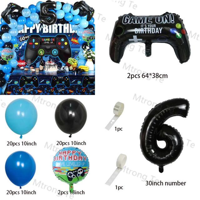 Balões Pretos de Gamepad para Decoração de Aniversário Infantil - Kit com 67 Peças para Festas Temáticas de Jogos