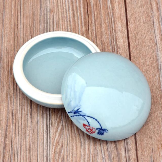Almofada Tinteiro de Cerâmica Vermelha para Caligrafia e Pintura Chinesa - 1 Peça com Prato de Tinta e Selo Chinês