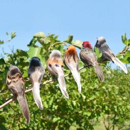 4 pçs mini pássaros artificiais de penas de pardal vívido com clipe decoração de jardim árvore enfeites de quintal ao ar livre cor aleatória - Image 3