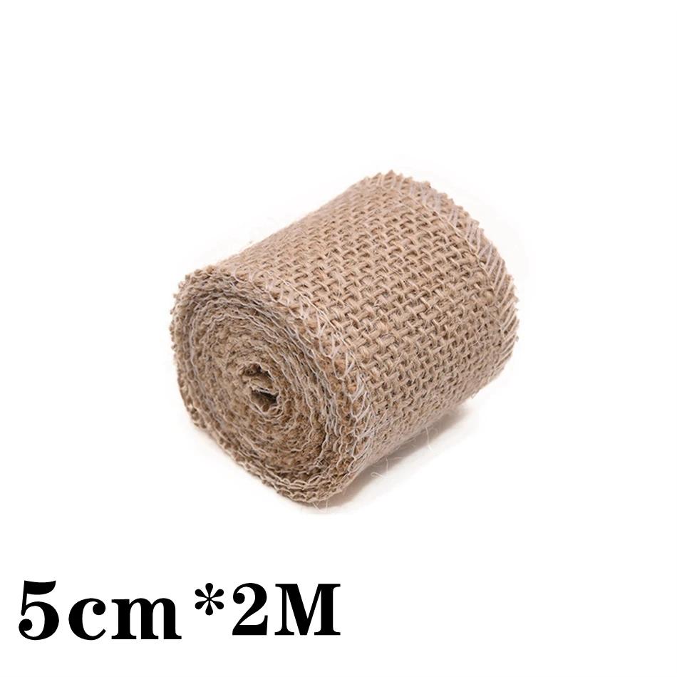 2m/rolo juta serapilheira laço fita artesanato de casamento diy natural juta tecido presente envoltório costura roupas festa natal decoração para casa - Image 1