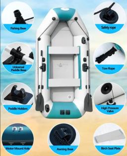 Barco inflável de 2.0-3.6m com conjunto de motor de barco elétrico 0.9mm engrossado malha tripla camada caiaques hovercrafts barco de pesca luya - Image 2