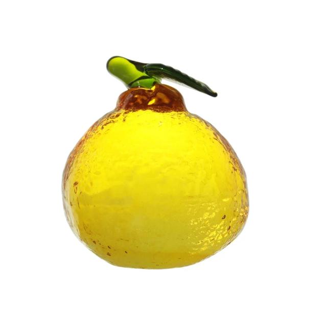 Estatueta de Fruta de Cristal Artesanal Banana Amarela - Adorno de Luxo para Mesa