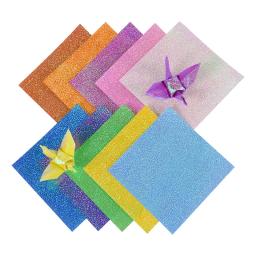 Papel de Origami Quadrado Brilhante, Dobrável com Glitter Lateral Único, Papel de Cor Sólida, Artesanato Handmade Scrapbooking, Decoração DIY Wrap, 50Pcs - Image 4