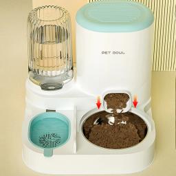 Alimentador automático do animal de estimação com grande capacidade, recipiente de alimento, alimentação de aço inoxidável tigela 2 em 1, cão e gato alimentador, fonte de água - Image 2