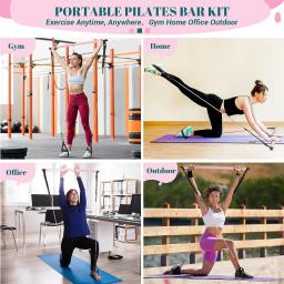 Kit Fitness Yoga Pilates Bar com bandas de resistência portátil Home Gym, kit de resistência Pilates para mulheres, treino de corpo inteiro - Image 6