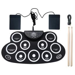 Mão rolo tambor eletrônico, Instrumento de percussão com pedal, Baquetas, Equipamento musical portátil - Image 1