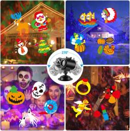 Hd efeitos projetor para halloween e natal decoração, projetor de luz ao ar livre, 2 em 1, com padrão em movimento, luz paisagem - Image 2