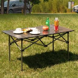 Mesa de acampamento de piquenique portátil, mesa dobrável ao ar livre, leve com bolsa de transporte fácil para viagens autónomas, mesa comprida de rolo de ovo - Image 4