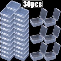 30 pçs quadrado clamshell clara caixa de armazenamento jóias flip selo plástico à prova de poeira caso de armazenamento diy jóias packag exibir recipiente - Image 1