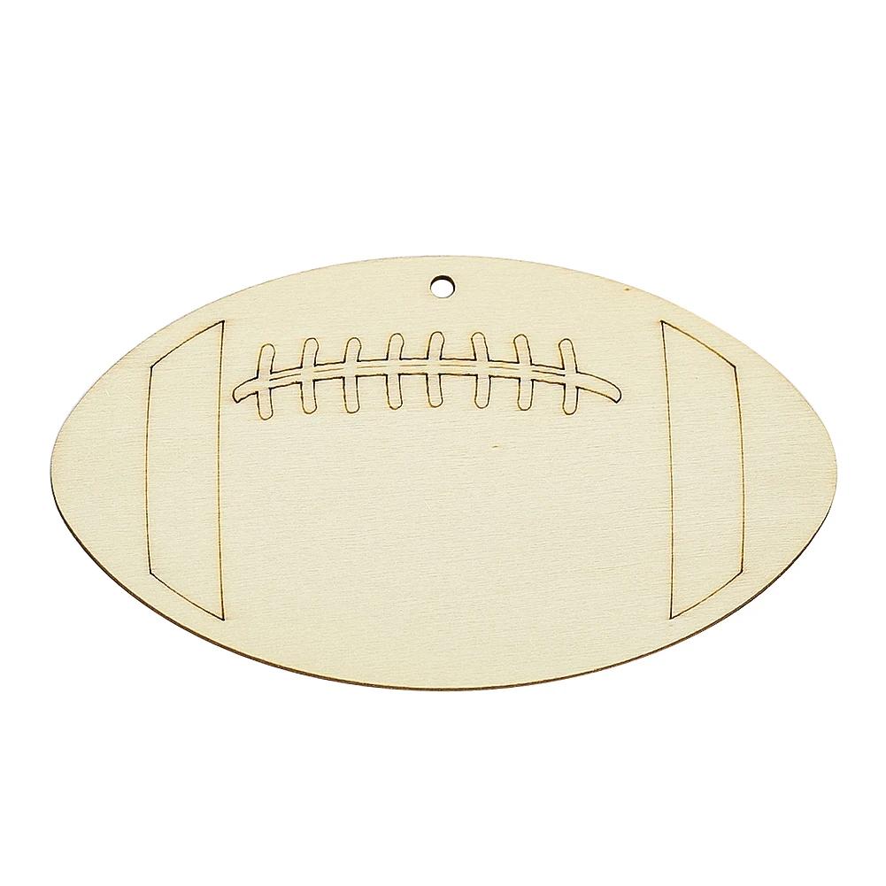 Peça De Madeira Em Forma De Bola De Rugby, Gravação A Laser Hangtag De Madeira Pendurado Tapete De Mesa Isolante, DIY Handmade Graffiti Decoração - Image 1