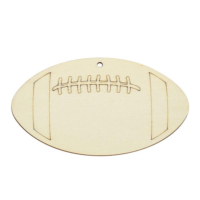 Bola de Rugby de Madeira com Gravação a Laser - Hangtag Pendurado para Decoração DIY e Tapete Isolante Artesanal