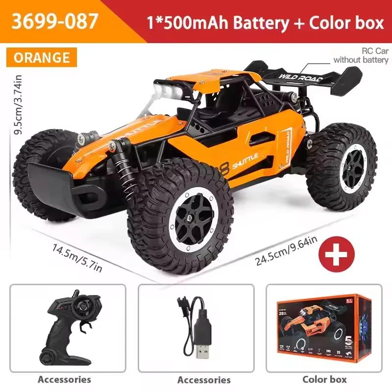 Carros RC 1:16 2WD Off-Road RC Truck All Terrain 2.4G Carro RC elétrico de alta velocidade 20 km/h Carro com controle remoto com luzes LED Brinquedo infantil - Image 1