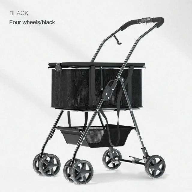 Carrinho Portátil Multifuncional para Animais de Estimação - Ideal para Compras, Passeios e Piqueniques com Cães e Gatos