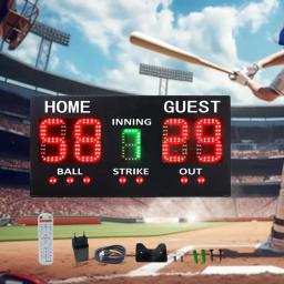 Placar de beisebol digital com controle remoto, Marcador eletrônico, Cerca de competição interna, Marcador para a prática, treinamento - Image 1