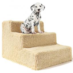 Animais de estimação antiderrapante escalada 3 etapas pano de pelúcia escadas para cães gatos removíveis cama cães escadas escada produtos - Image 3