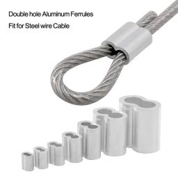 Ferros De Fio De Alumínio Corda De Fio De Aço, Durável Crimp Luva, Clipe De Fixação, Clipe De Cabo De Hardware, Duplo Furo, M1 a M12, 10-50Pcs - Image 1