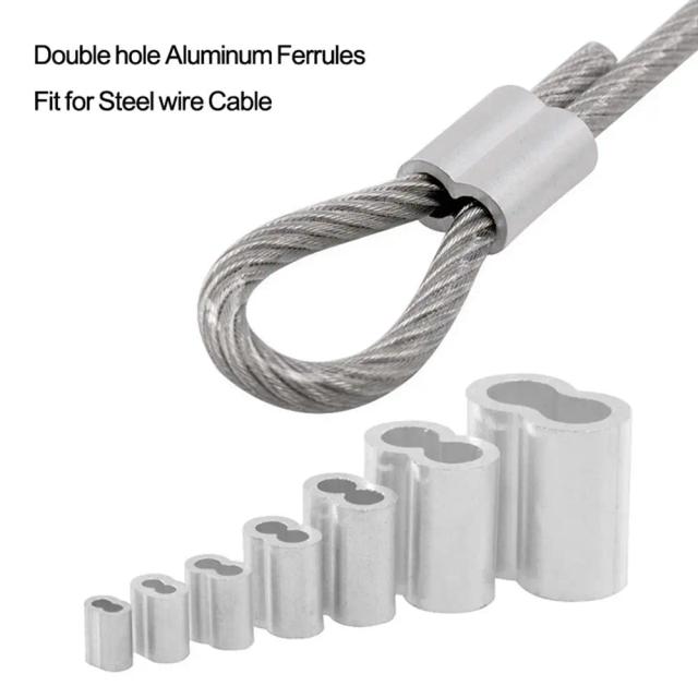 Kit Completo de Clipes de Fixação: Ferros de Fio de Alumínio e Aço, Luvas Crimp Duráveis, Duplo Furo, Tamanhos M1 a M12, 10 a 50 Peças