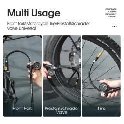 Portátil de alta pressão bicicleta frente garfo bomba, suspensão traseira bicicleta pneu bomba, liga de alumínio, inflator com acessório - Image 4