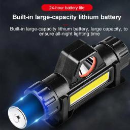 Farol de LED recarregável, Lanterna para adultos, Lâmpadas principais com base magnética - Image 4