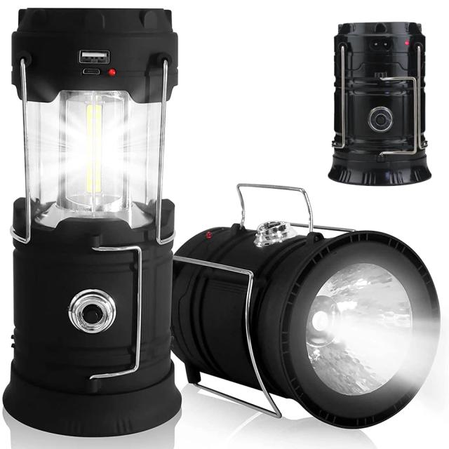 Luminária Solar Portátil para Acampamento: Lanternas USB Recarregáveis à Prova D'Água para Emergências, Pesca e Caminhadas