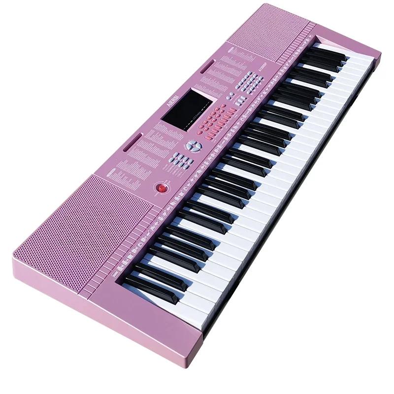 China Aiersi Brand New Pink Órgão Eletrônico Instrumentos Musicais Equipamento Educacional Profissional Teclado Piano Para Crianças - Image 1