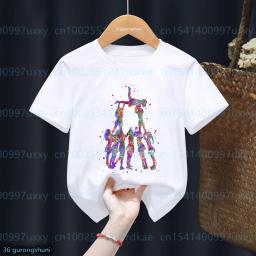 -camisetas kawaii para niñas, camisetas deportivas para entusiastas de la gimnasia, ropa de moda para niños, camiseta para niñas de 2 a 15 - Image 3