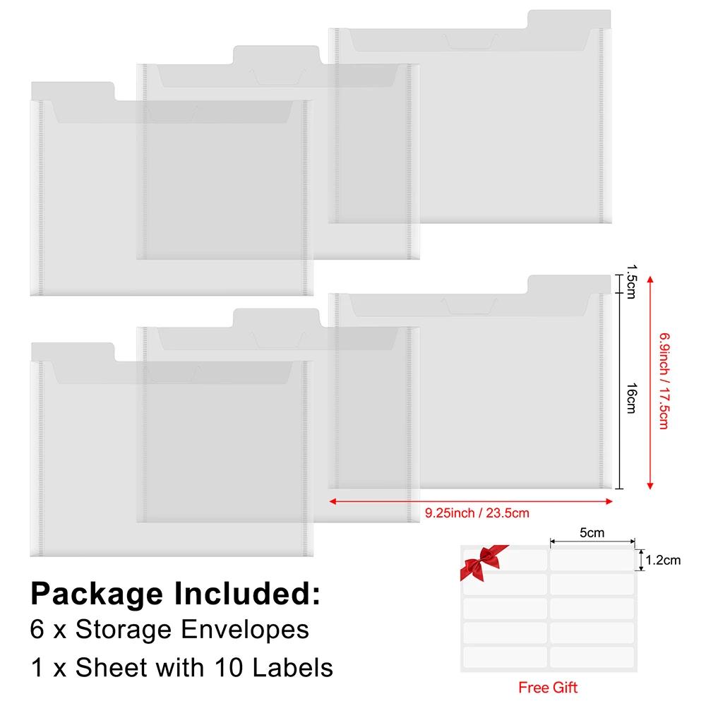Caixa de armazenamento transparente para artesanato com 6 divisores de abas/folhas magnéticas fortes de dupla face/envelopes de plástico organizador de carimbo de corte - Image 1