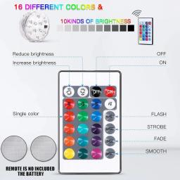 O rgb do controlo a distância conduziu a lâmpada subaquática, 10led, subaquático, peixes, barco, carro, vaso, aquário, decorativo - Image 3