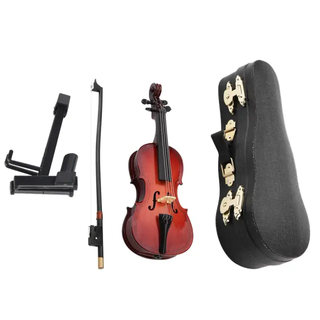 Miniatura de Violoncelo de Madeira com Estojo - Presente Musical Ideal e Ornamento Elegante, 5,5"