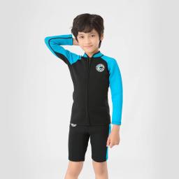 Terno de mergulho infantil em neoprene, maiô de 2 peças altamente elástico para surf e natação, traje profissional para crianças - Image 4