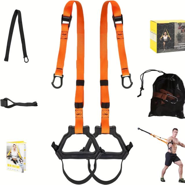 Kit Completo de Correias de Treinamento de Resistência para Exercícios de Peso Corporal com Âncora de Porta e Extensores para Corpo Inteiro