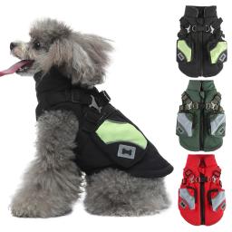 Jaqueta impermeável com arnês para cães pequenos e médios, casaco quente, roupas de inverno com zíper, roupas de cachorro - Image 1