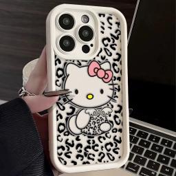 Capa de telefone Hello Kitty para iPhone, Escada Líquida para Olhos, Gato Kawaii, 15 14 13 12 11 Pro Max XS Max X XR 7 8 Plus 6S 5S - Image 1