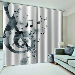 Piano série de instrumentos musicais impressão 3d música nota padrão sun sombra sala estar quarto varanda decoração para casa cortinas finas - Image 3
