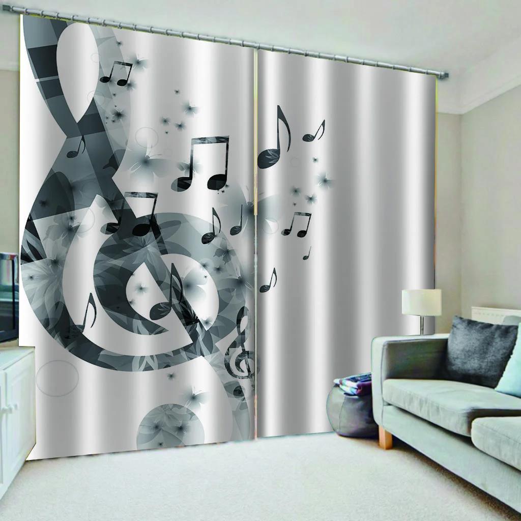 Piano série de instrumentos musicais impressão 3d música nota padrão sun sombra sala estar quarto varanda decoração para casa cortinas finas - Image 1