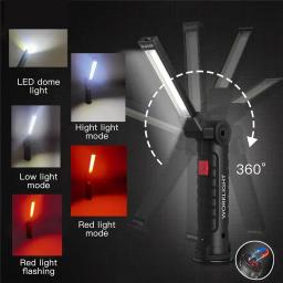Luz de trabalho multifuncional dobrável, luz de acampamento portátil, lanterna recarregável USB com bateria embutida, lâmpada magnética - Image 4