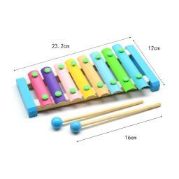 Instrumento de percussão xilofone, chaves coloridas, perfeito para ferramentas do aniversário, 8 notas, xilofone de madeira com 2 marretas - Image 4
