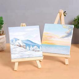 Mini telas esticadas com cavalete para crianças, pequenas telas de pintura, artesanato, 4x4 Polegada, pacote 16 - Image 2