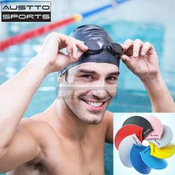 Austto unissex adulto silicone touca de natação à prova dwaterproof água chapéu antiderrapante boné de piscina feminino masculino - Image 1