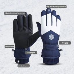 Luvas impermeáveis unisex do velo, luvas do esqui, snowboard, esqui, couro do plutônio, antiderrapante, tela de toque, morno, motocicleta, ciclismo, neve, inverno - Image 5
