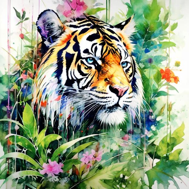 Kit de Pintura de Diamante em 5D de Tigre Colorido - Arte DIY para Iniciantes, Decoração Moderna e Presente Surpresa Artesanal